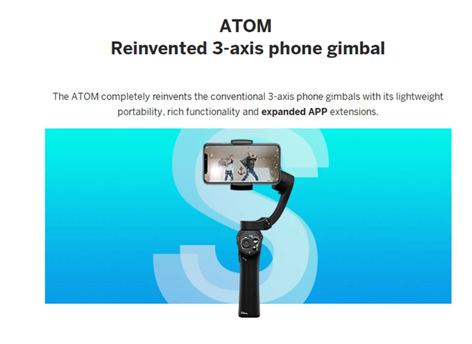 Snoppa Atom складной карманный размер затрудняетесь в выборе правильного размера 3 оси смартфон ручной шарнирный стабилизатор для камеры штатив для GoPro смартфонов, Беспроводной зарядки