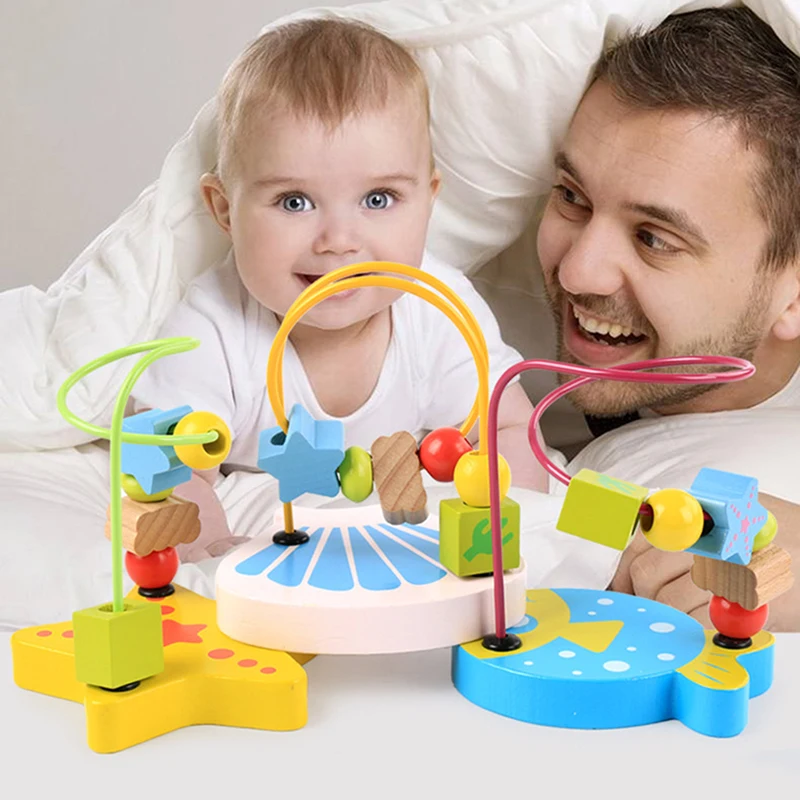 Деревянные игрушки Монтессори для мальчиков и девочек деревянные круги бусины