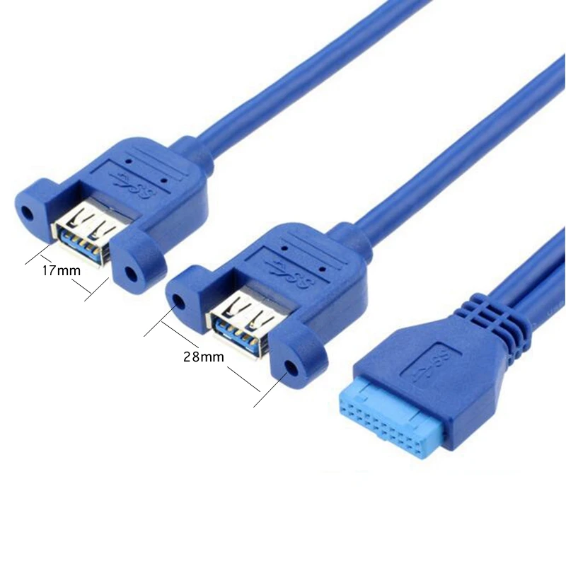 Двойной порт USB 3 0 Женский Винт крепление типа панели к материнской плате 20Pin
