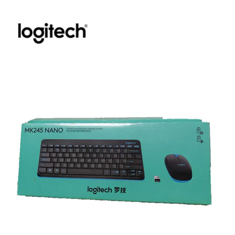 Logitech MK245 нано клавиатура Мышь комбо Эргономика клавиатуры и Мышь Водонепроницаемый Эргономика набор мини