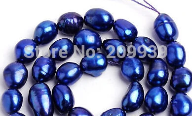 Горячие продажи &gt@@ N312 8-10 мм Deep Blue Пресноводные Культивированный Жемчуг Freeform Бусы