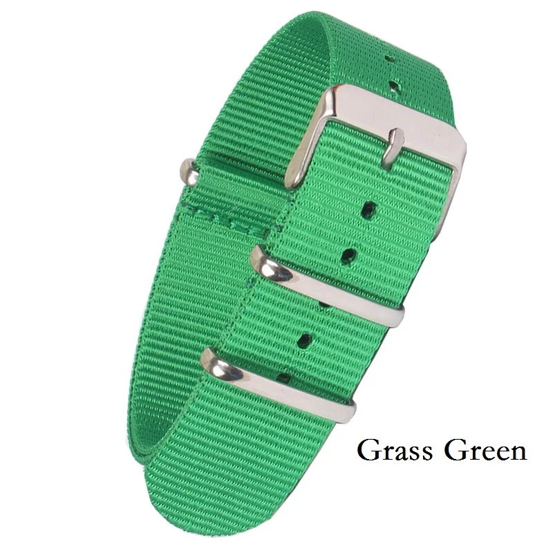 Grass Green Прочный сплошной цвет ремешок для часов наручные часы ремешок из нержавеющей стали Пряжка ткань коричневый красный черный нейлон Nato ремешок 22 мм 18 мм 20 мм - Цвет ремешка: Grass Green