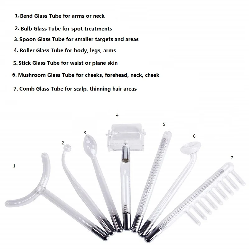 Argon set of 7 Комплект насадок для аппарата дарсонваль VamsLuna, 7 шт - Цвет: Argon set of 7