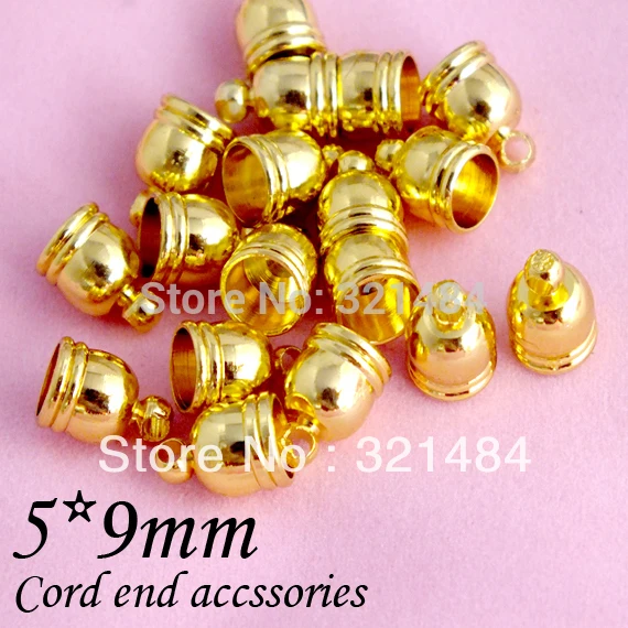 1000piece 5x9mm Cord end caps cord crimp ends for leather 4mm necklace/bracelet diy jewelry findings accessories | Украшения и