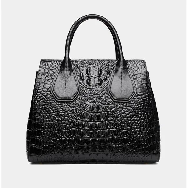 Black Женские сумки из натуральной кожи модные роскошные сумки женские сумки дизайнерские большие сумки с крокодиловым тиснением женские кожаные сумки - Цвет: Black