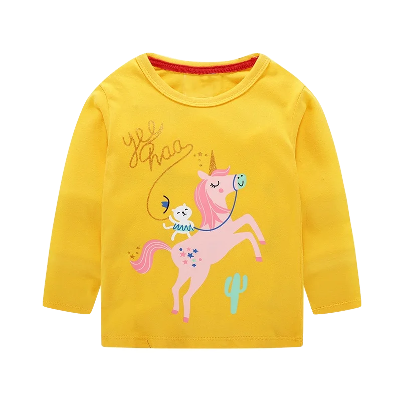 SAILEROAD 2Pcs Девушки с длинным рукавом рубашка единорога 7 лет Мальчики с длинным рукавом рубашки Хлопок Детские футболки для детской одежды