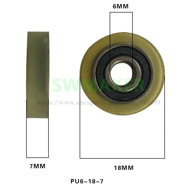 6*18*7mm miniature bearing small roller 696 pack rubber polyurethane wheel point yarn machine pulley | Обустройство дома