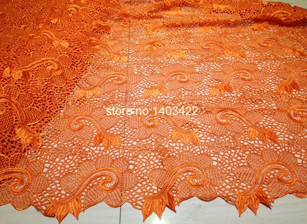 Бесплатная Доставка по DHL! высокое качество Африки гипюр кружева ткань orange ткани