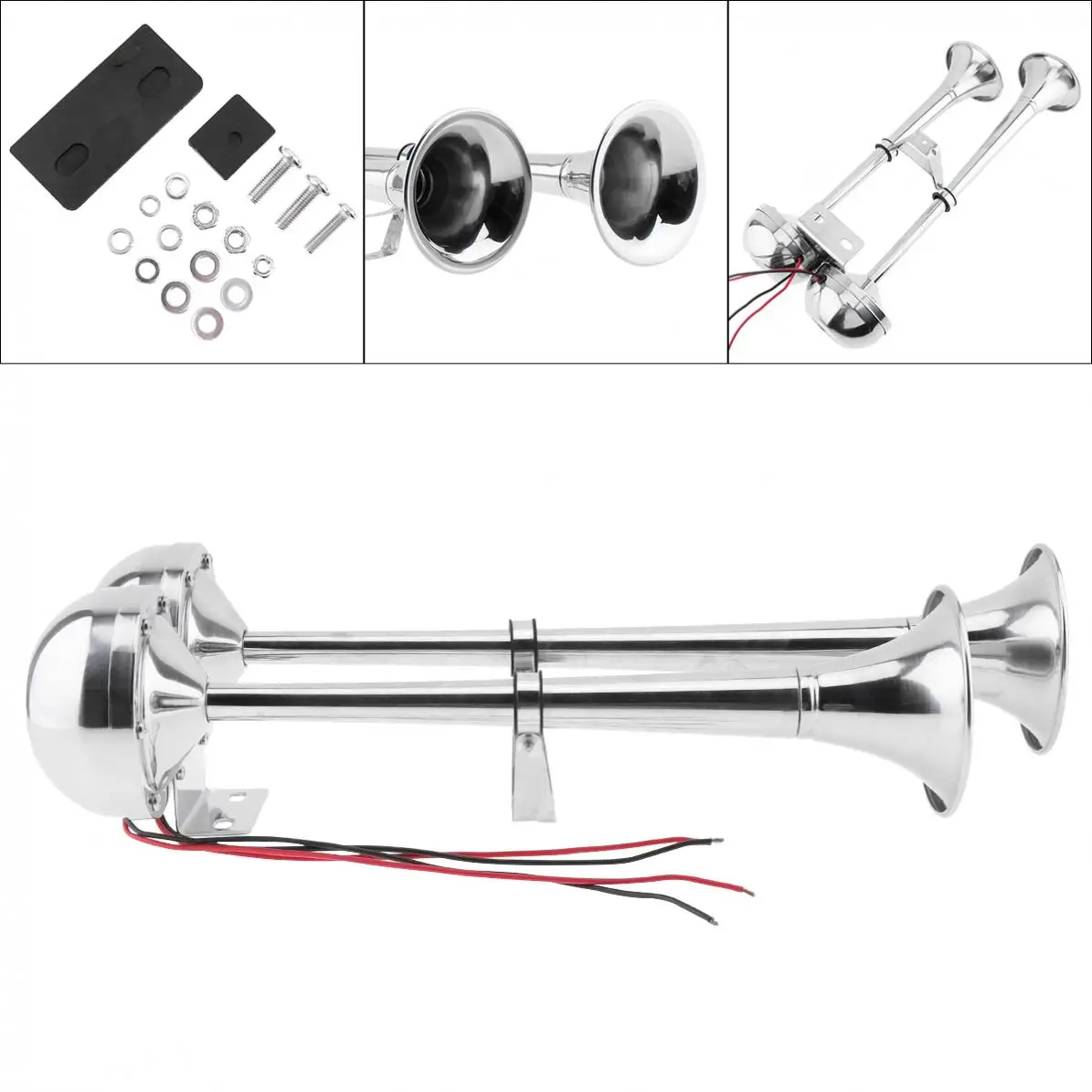 12 V/24 V 100~ 115 дБ Электрический супер шумный зарядное устройство с двумя выходами для автомобиля с юбкой-годе воздушный рожок Водонепроницаемый пыле нет необходимости компрессор