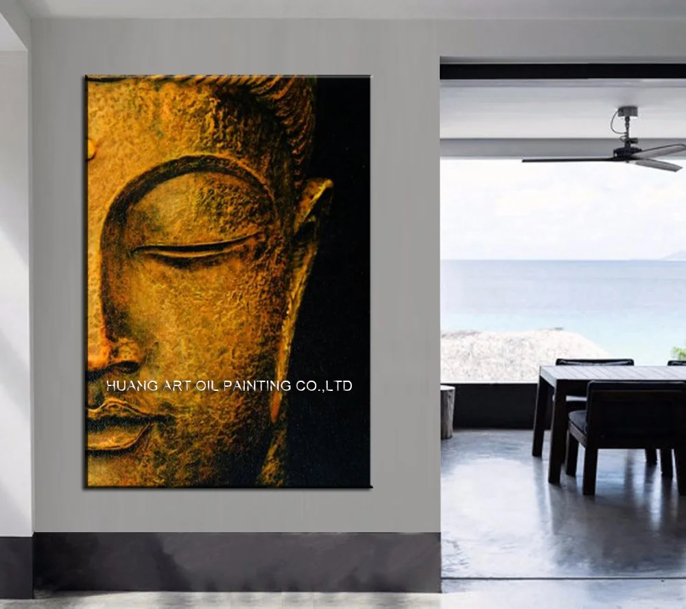 Free Shipping Best Wall Decoration Handmade Buddha Portrait Painting On Canvas Hand-painted Abstract Modern Half Face Art | Дом и сад