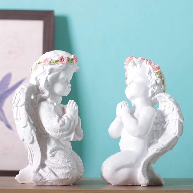 Современная Скульптура Ангела из смолы, украшение дома, статуя гостиной, статуэтки, офисные, кофейные, настольные украшения, свадебные подарки