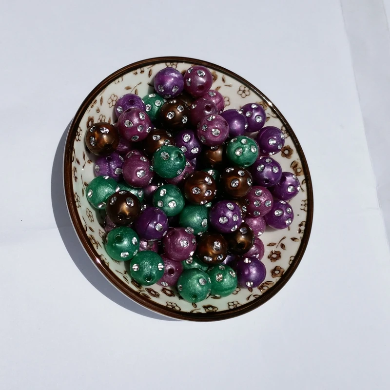 100 шт 8 мм акриловые бусины Стразы круглые смешанные для ювелирных изделий DIY