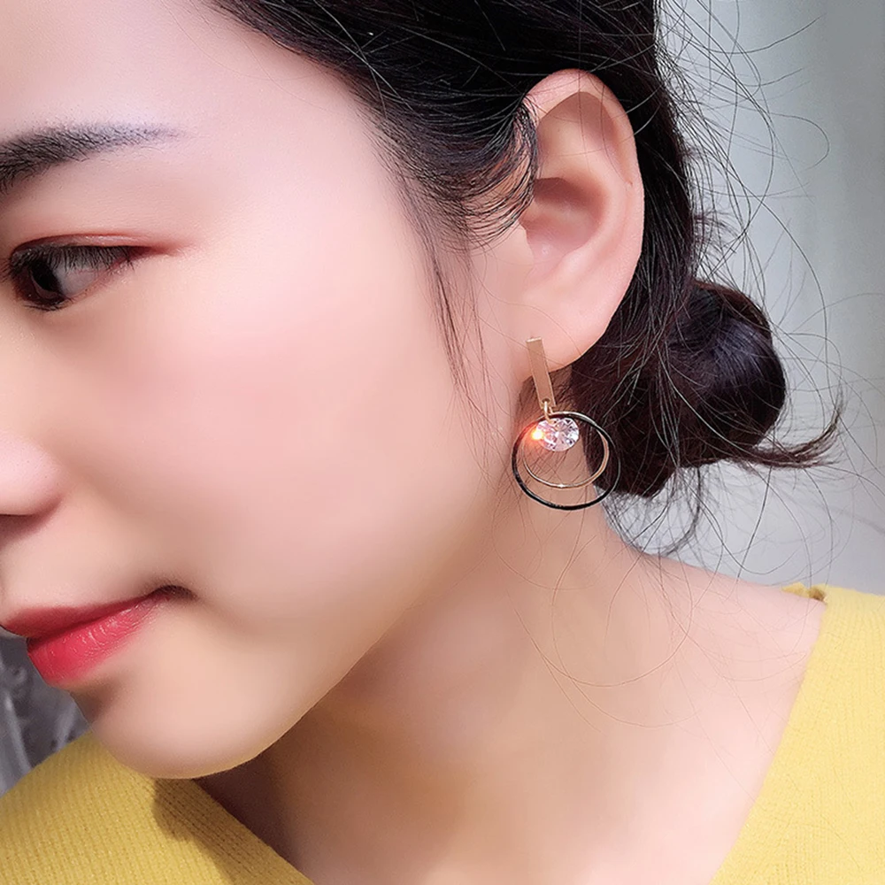 Женские серьги Seven Candy из серебра 925 пробы с иголками двойным кольцом модные