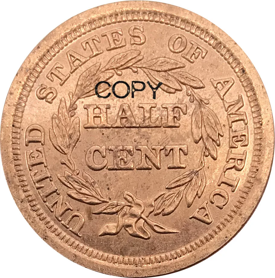 Соединенные Штаты Америки 1/2 Cent плетеные волосы пол-цента 1840 1841 1845 1857 Красный