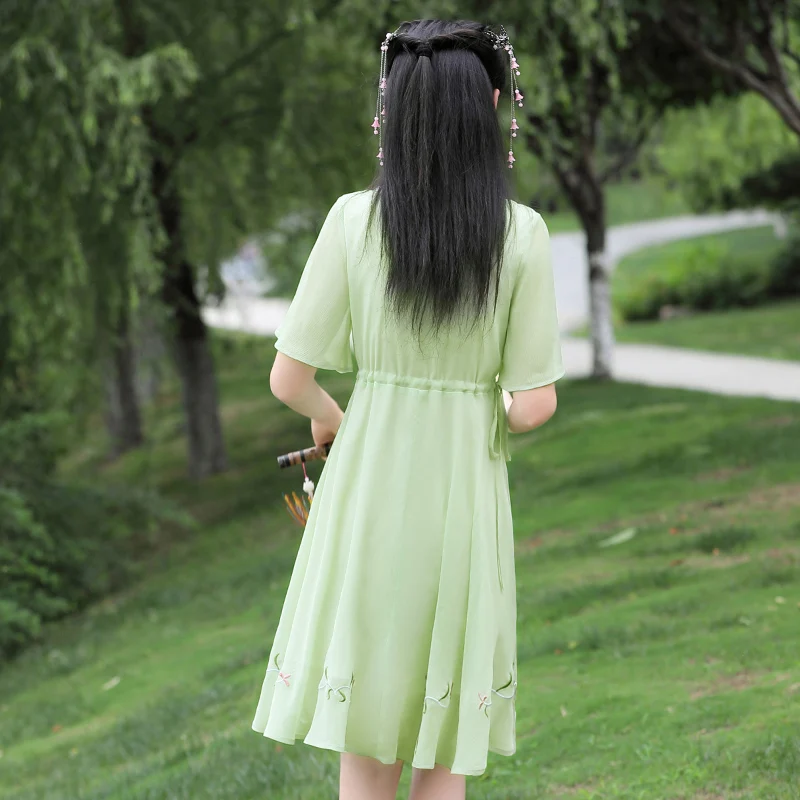 Костюм в китайском стиле улучшенное платье Hanfu для девочек летнее с цветком вишни
