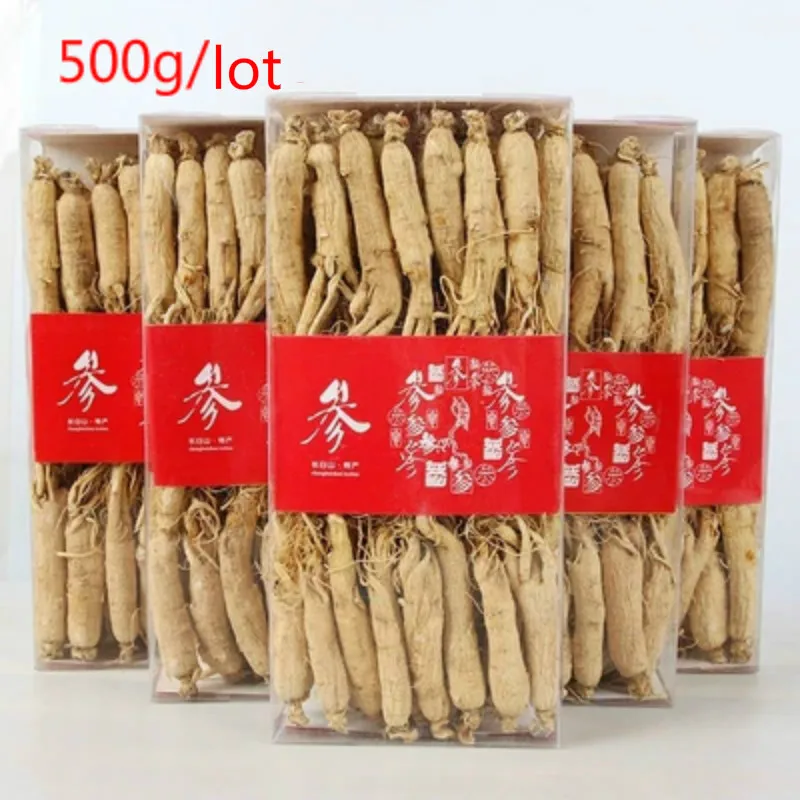 500g Dry root Свежий/сухой женьшеневый корень в таблетках 250 г/500 г свежего женьшеня Вакуумный пакет Panax корень женьшеня травяной уход за кожей красота использования - Цвет: 500g Dry root
