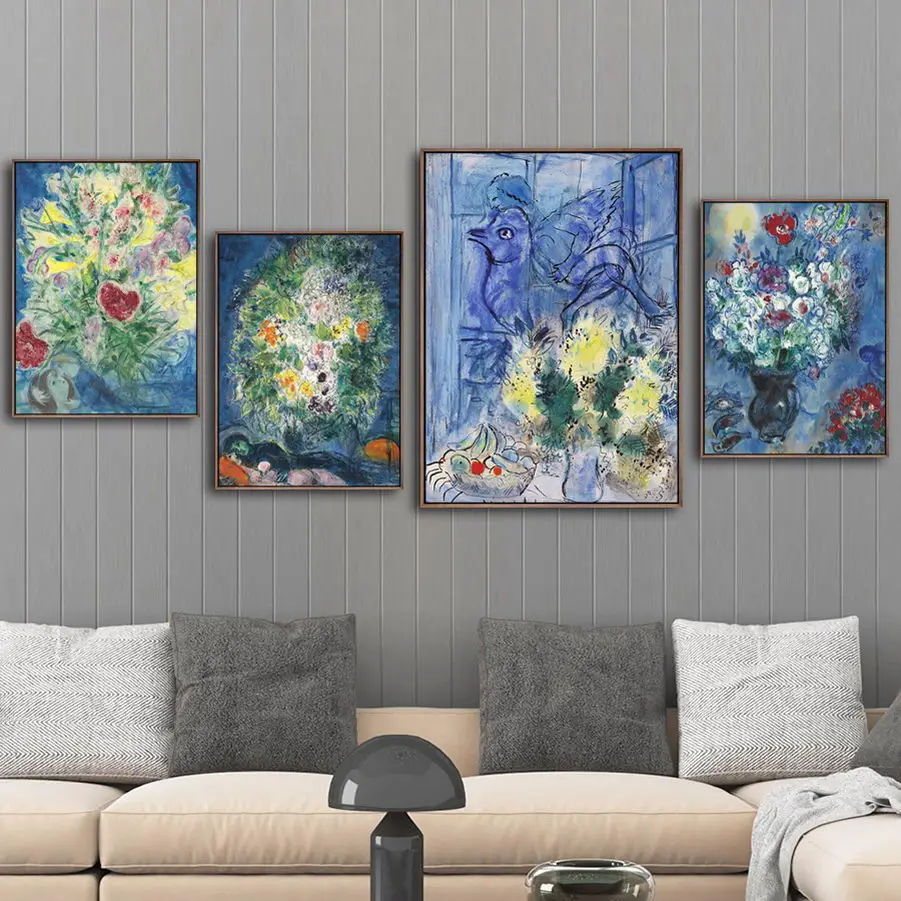 Домашний декор Печать холст искусство настенные картины Куадрос Decoracion салон плакат Paitings Республика Беларусь Марк шагалл цветы