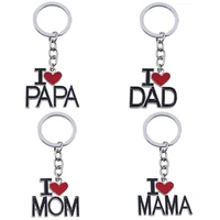 creative i love papa mama dad mom keychain enamel red heart shape key chain ringfor father mother family christmas gift llaveros