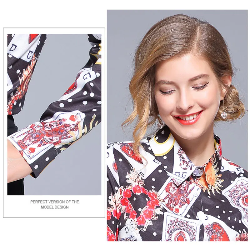 Женская Офисная рубашка Willstage деловая винтажная с длинным рукавом и принтом в