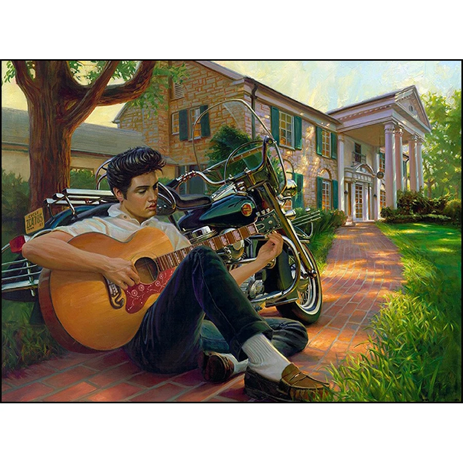 

Алмазная живопись 5d «сделай сам», картина с полными квадратными/круглыми стразами Elvis, служит для гитары, вышивка крестиком, Декор