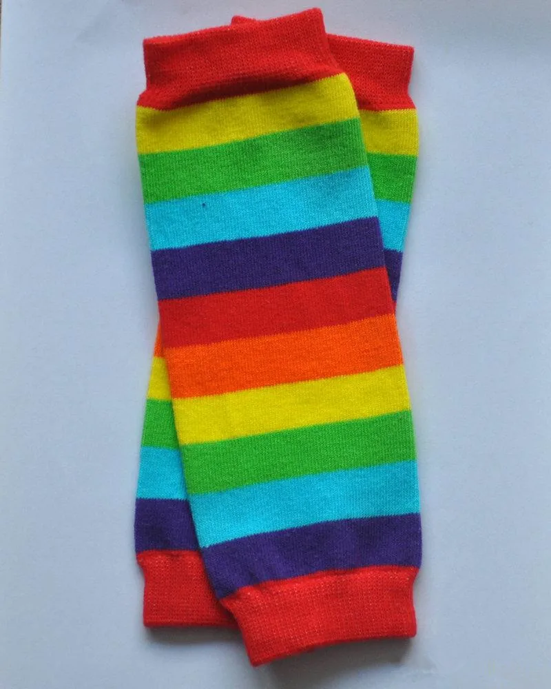 Rainbow stripe 9-дюймовый новорожденных гетры хлопок детские красочные в полоску гетры Носки митенки 10 стилей - Цвет: Rainbow stripe