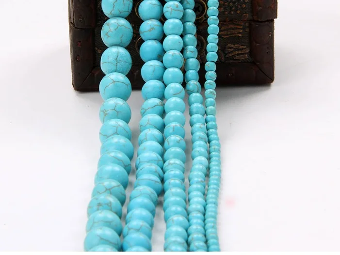 

Turquois e Round Beads Blue Round Howlite Gem stone Beads,Smooth Drilled Ball Beads DIY Jewelry Making 4-12mm