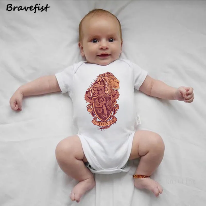 Gryffindor колледж школа значок печати новорожденных Корректирующие боди для женщин летняя детская одежда наряды короткий рукаво