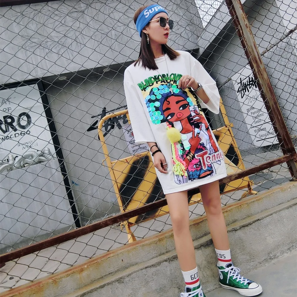 Уличная мода бренд 2018 Весна тяжелые расшитые бисером блестки красота сзади семь