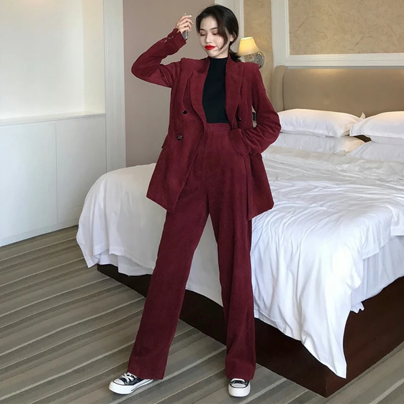 Весна и Осень Новый женский Ретро винно красный вельветовый темпераментный