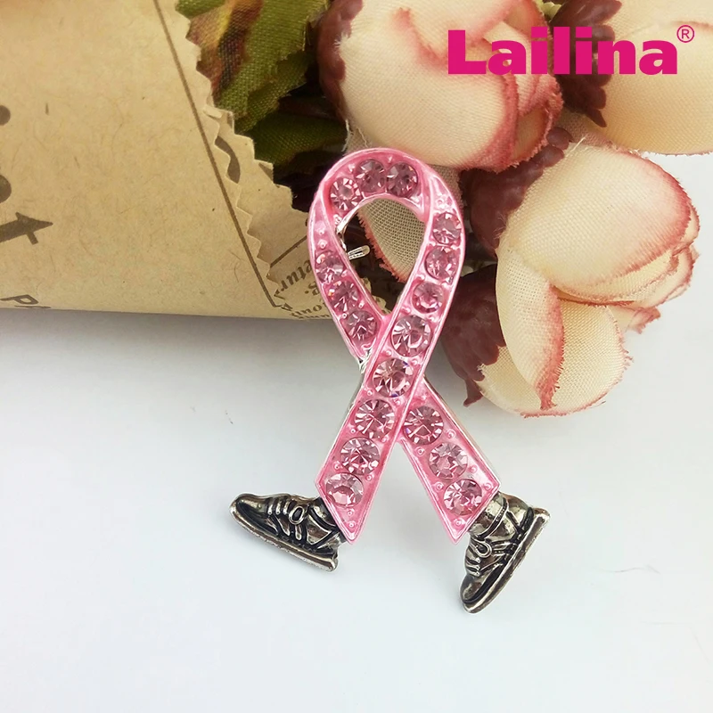 

Pink Ribbon Jewelry Breast Cancer Awareness Pretty Walking Ribbon shoe Brooch