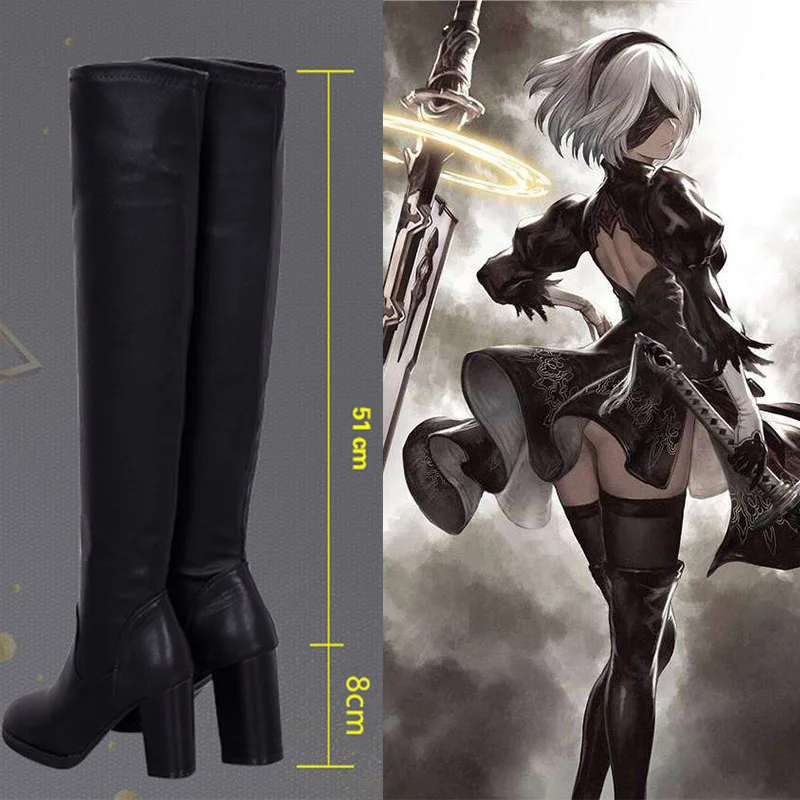 NieR Automata 2B косплей обувь YoRHa No. 2 Тип B на заказ Хэллоуин для вечеринок|Туфли| |