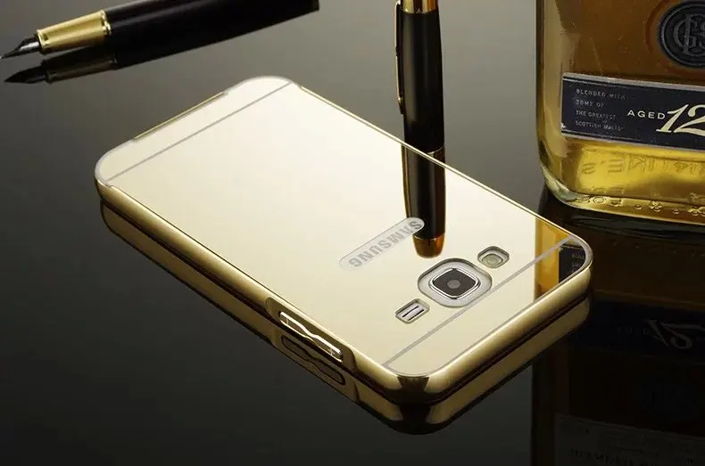 Gold Роскошный металлический жесткий чехол для телефона samsung Galaxy J510 J7 A3 A5 A7 S7 S8 S9 покрытие алюминиевая рамка+ зеркальная задняя крышка - Цвет: Gold