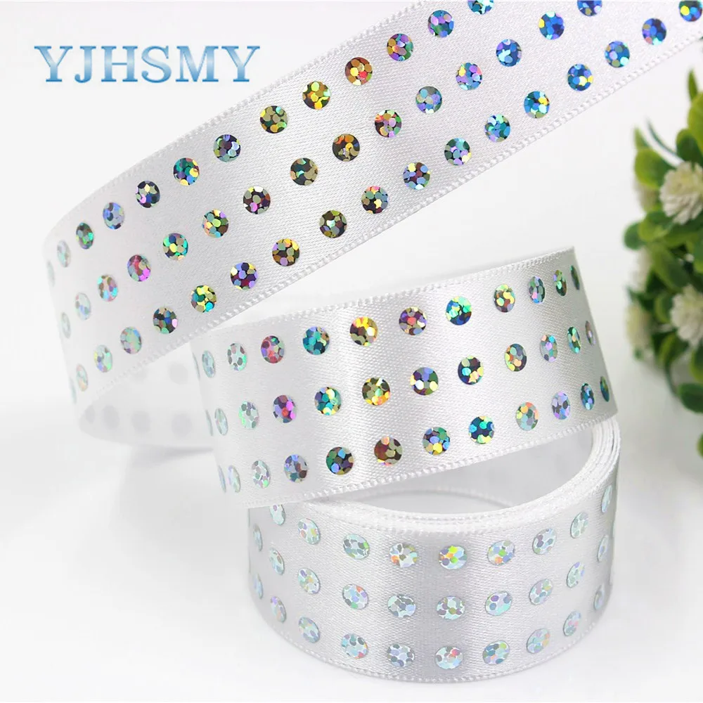 D-18411-623 YJHSMY 25 мм 2 ярда белая лента с блестками свадебные аксессуары материал для