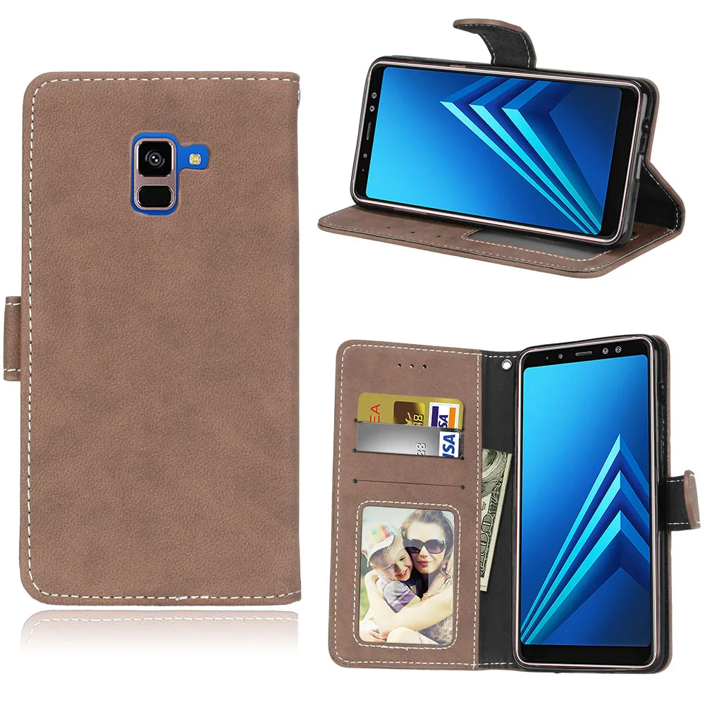 Матовый чехол в стиле ретро для Samsung Galaxy A8 Plus 2018 A730F книжка с подставкой