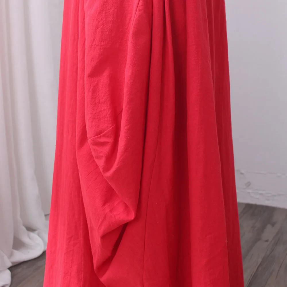 BUYKUD 2019 New Vintage Plus Size Solid Color Sleeveless Linen Irregular Big Pockets Women Dresses O-neck Casual Dress Summer | Женская