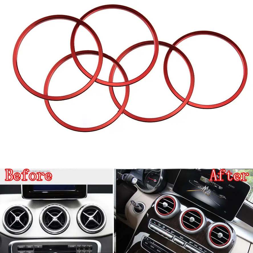 

BBQ@FUKA 5x Air Condition AC Vent Outlet Ring Cover Car-styling Fit For Benz A/B Class CLA GLA180 GLA200 Car decal accessories