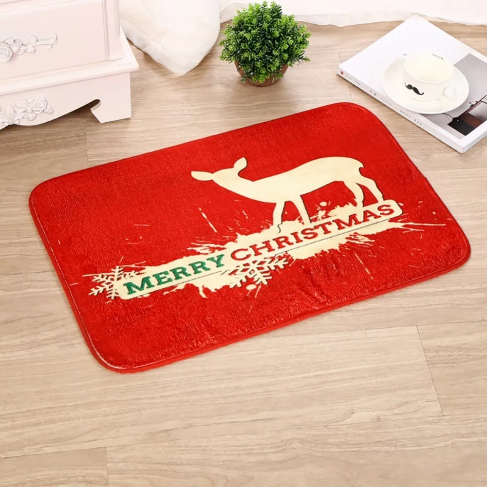 Merry Christmas Door Mat Santa Claus Flannel Outdoor Carpet Decorations For Home Xmas Party mat | Дом и сад