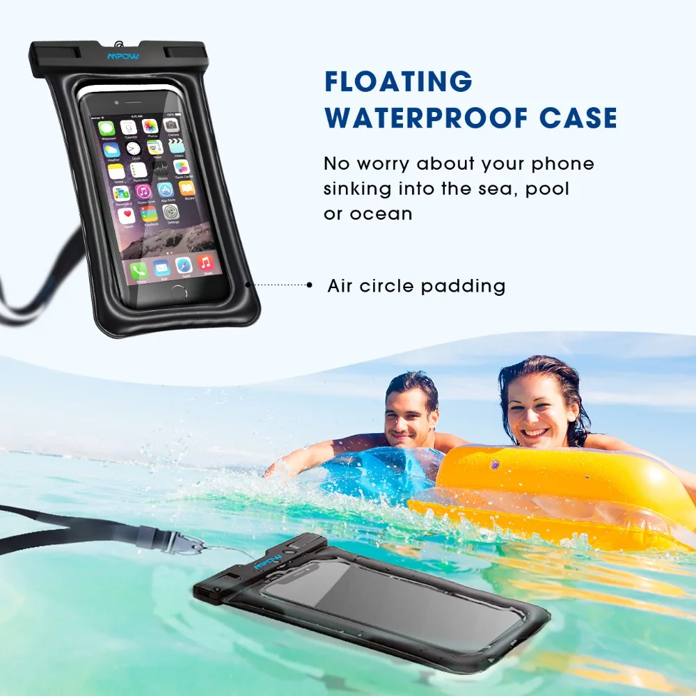 Mpow Оригинальный Универсальный IPX8 водонепроницаемый чехол для телефона Floatable Clear