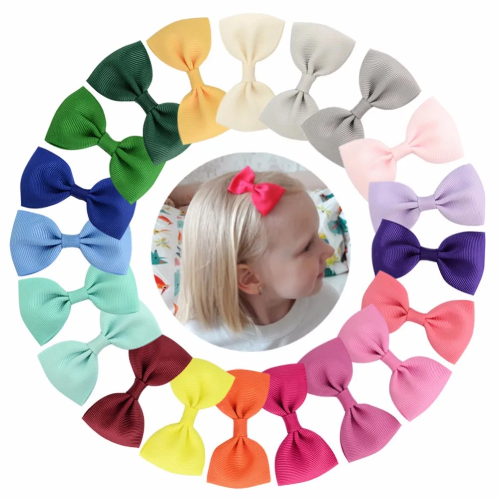 

40colors 20pcs/40pcs Small Bowknot Hairgrips Mini Sweet Solid Ribbow Bow Safety Hair Clips Kids Hairpins 643