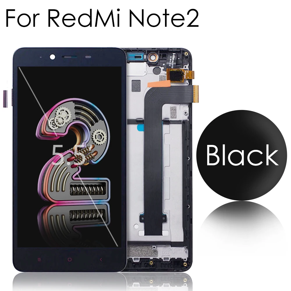 ЖК-дисплей 5 дюйма для XIAOMI Redmi Note 2 сенсорный экран с рамкой и дигитайзером в сборе