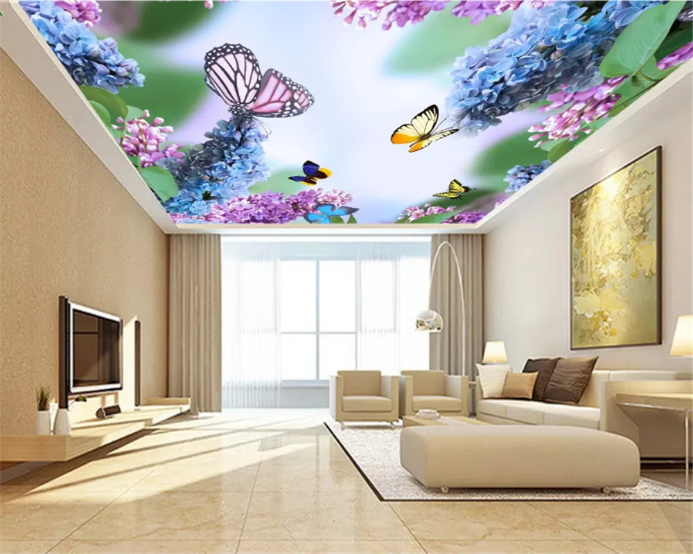 Обои для гостиной красивые и элегантные wisteria цветочные бабочки потолочные обои