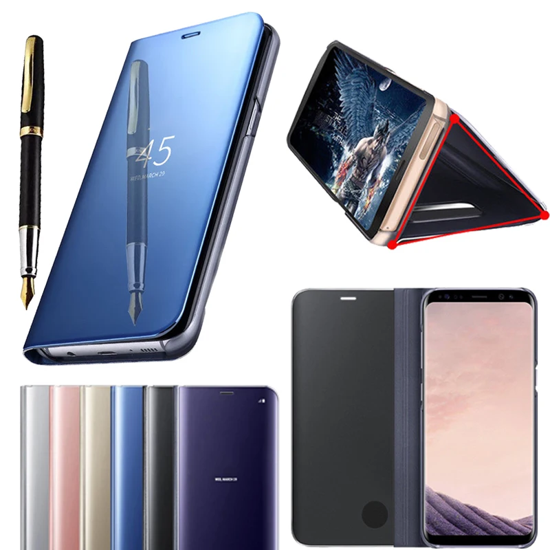 Умный зеркальный чехол для Samsung J4 J6 Plus 2018 J3 J5 J7 PRO 2017 PRIME 2 J2 A3 A5 A7 A6 A8 S8 S9 откидной