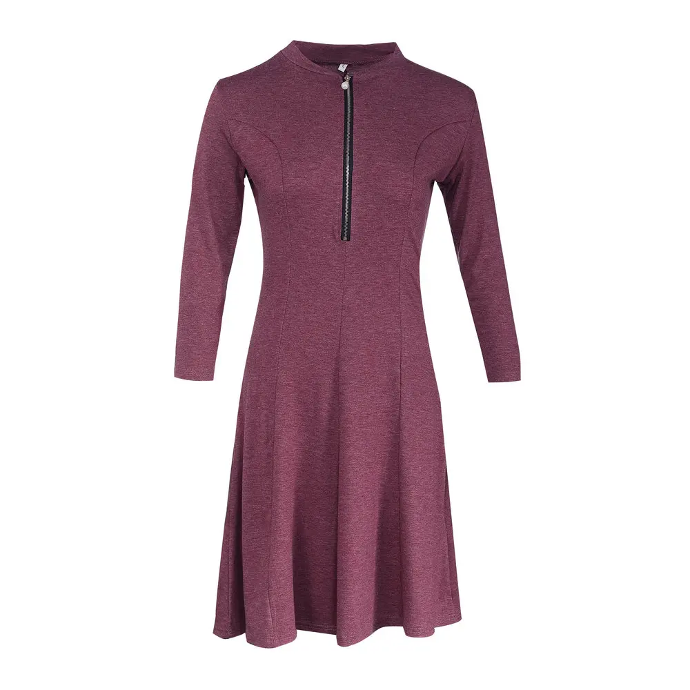 Zmvkgsoa Women Long Sleeve Casual Dress Female Autumn Zipper Sexy Mini Dresses Vestidos De Festa Y10034 | Женская одежда