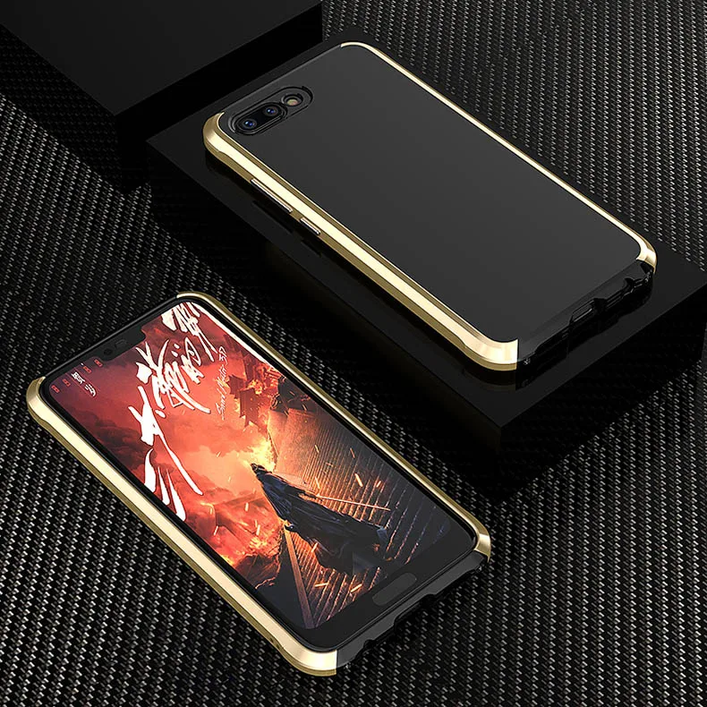 Black Gold Для huawei Honor 10 чехол Роскошный металлический алюминиевый сплав твердый матовый пластик Защитный чехол для телефона huawei Honor 10 Чехол - Цвет: Black Gold