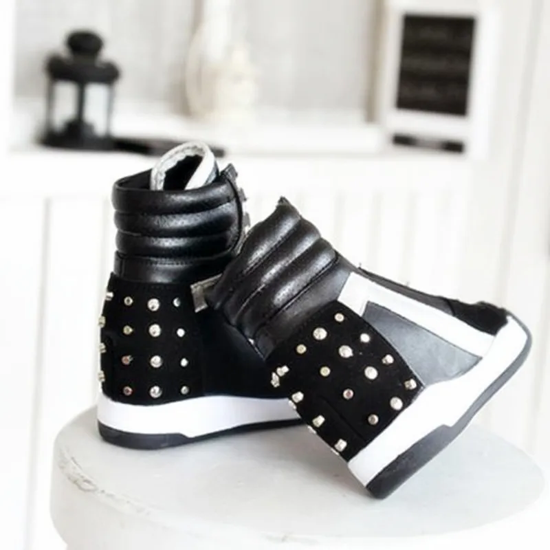 Весенне Осенняя обувь 2017 женские туфли на платформе увеличивающие рост модные с