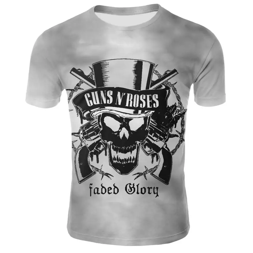 Футболка с принтом "Розы и Пистолеты" топы группы Guns N Roses одежда футболки