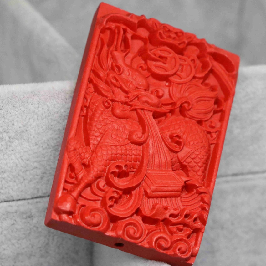 Factory Outlet красный киноварь прямоугольник кулон резной китайский повезло древний