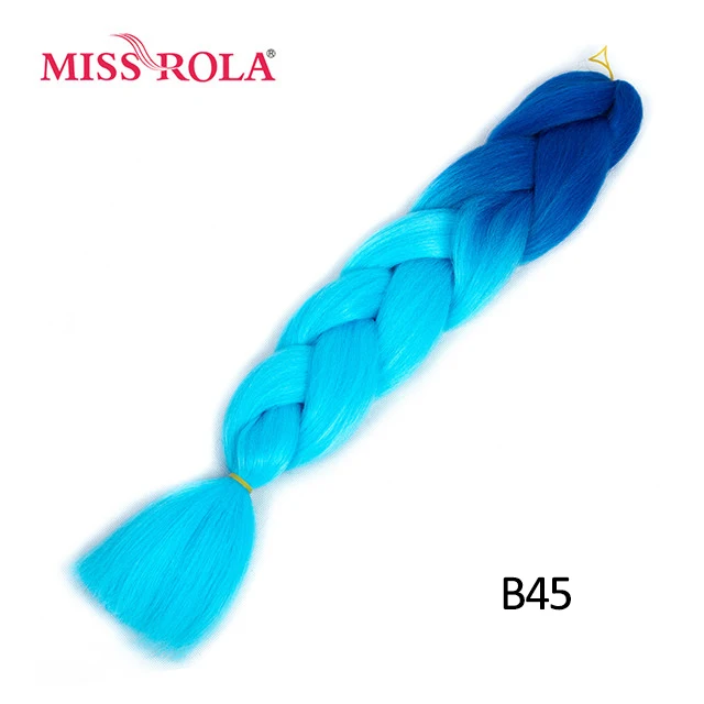Miss Rola, большие синтетические косы, волосы, 100 г, 24 дюйма, высокотемпературное волокно, Джамбо, волосы для наращивания, Омбре, вязанные крючком, косички - Цвет: B45