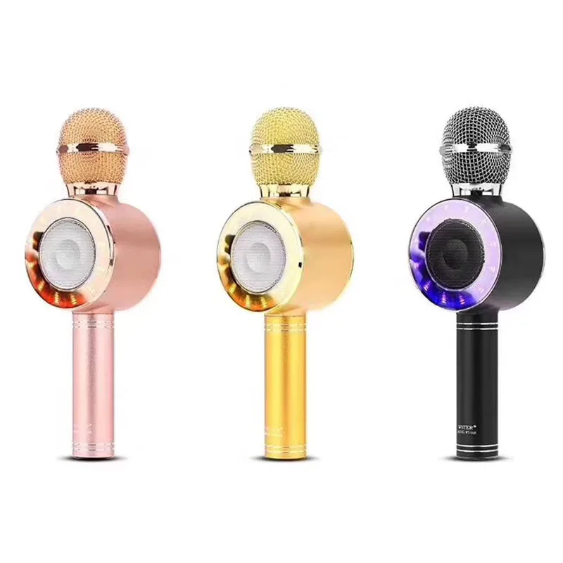 WS668 беспроводной микрофон Bluetooth микрофон караоке динамик голосовой смены микрофон для ПК телефона светодиодный светильник диск PK WS858
