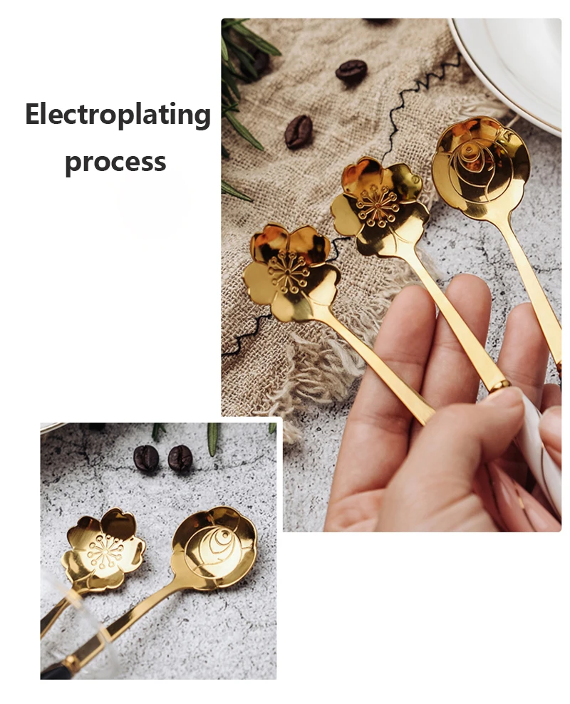Японская Милая ложка в виде Розы вишневая ложечка золотые серебряные кофейные ложки десертная ложка креативные столовые приборы